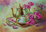 Tea time with roses_painted by Lai Ying-Tse